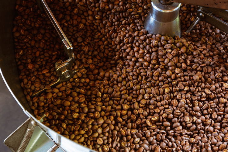 Coffee beans in roasting drum